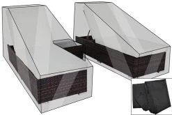 OUTFLEXX Premium Abdeckhauben-Set Für Liegen-Set 7761 (2 Liegen à 200x70x30cm), Schwarz, Wasserbeständig