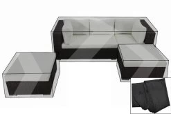 OUTFLEXX Premium Abdeckhauben-Set Für TheBox Lounge -A/-D 7765 (Dreisitzer+2 Hocker), Schwarz, Wasserbeständig