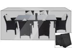 OUTFLEXX Premium Abdeckhaube Für Esstischgarnituren, Schwarz, 202x124x83 Cm, Wasserbeständig