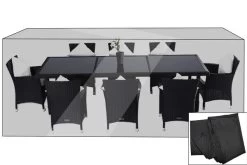 OUTFLEXX Premium Abdeckhaube Für Esstischgarnitur, Schwarz, 282x124x83 Cm, Wasserbeständig