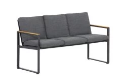 OUTFLEXX Alexander Bank, Mattgrau, Alu/Teak, 154x55x75 Cm, Mit Armlehnen, Inkl. Polster