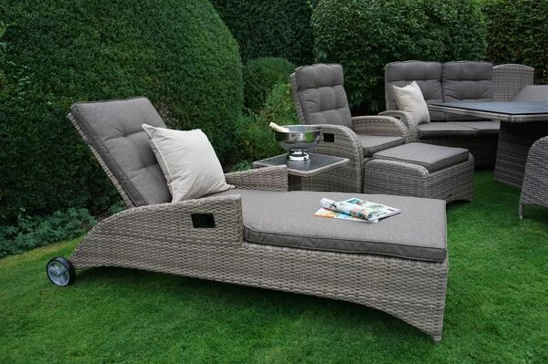 Ploß Rabida Comfort Rollliege, Champagner-meliert, Polyrattan, 198x68x44cm, Verstellbar, Hohe Sitzhöhe 22 Ploß Rabida Comfort Rollliege, Champagner-meliert, Polyrattan, 198x68x44cm, Verstellbar, Hohe Sitzhöhe – Bild 20