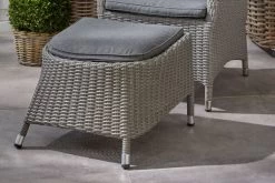 Ploß Vigo Fußhocker, Stahlgrau-meliert, Polyrattan, 56x54x40cm, Inkl. Polster
