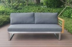 OUTFLEXX Ecklounge, Natur/grau, Edelstahl/Teak, 5 Personen, Inklusive Sessel Und Multifunktionstisch 100 X 70 Cm, Lehne Links -Gartenmöbel Geschäft 21650 2.JPG 2