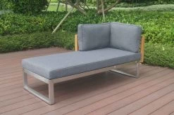 OUTFLEXX Lounger, Natur / Grau, FSC-Teak / Edelstahl / Olefin, 165x74x64 Cm, Armlehne Beidseitig Montierbar -Gartenmöbel Geschäft 21652 1.JPG 3