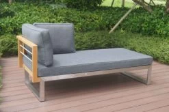 OUTFLEXX Ecklounge, Natur/grau, Edelstahl/Teak/Keramik, 5 Personen, Inklusive Sessel Und Multifunktionstisch 100 X 70 Cm, Lehne Links -Gartenmöbel Geschäft 21652 2.JPG