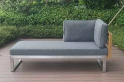 OUTFLEXX Lounger, Natur / Grau, FSC-Teak / Edelstahl / Olefin, 165x74x64 Cm, Armlehne Beidseitig Montierbar -Gartenmöbel Geschäft 21652 6.JPG 3