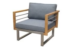 OUTFLEXX Ecklounge, Natur/grau, Edelstahl/Teak/Keramik, 5 Personen, Inklusive Sessel Und Multifunktionstisch 100 X 70 Cm, Lehne Links -Gartenmöbel Geschäft 21654 6.JPG