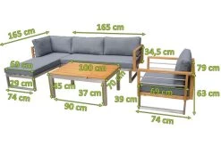 OUTFLEXX Ecklounge, Natur/grau, Edelstahl/Teak, 5 Personen, Inklusive Sessel Und Multifunktionstisch 100 X 70 Cm, Lehne Links -Gartenmöbel Geschäft 21661 2 mass.jpg