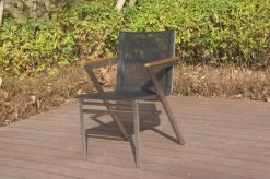 OUTFLEXX Stapelsessel, Schwarz, FSC-Teak / Edelstahl / Textilene, 60x56x85 Cm, Modernes Design -Gartenmöbel Geschäft 21672 1.JPG