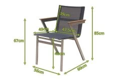 OUTFLEXX Stapelsessel, Schwarz, FSC-Teak / Edelstahl / Textilene, 60x56x85 Cm, Modernes Design -Gartenmöbel Geschäft 21672 5 mass.JPG