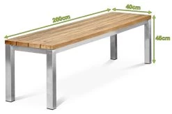 OUTFLEXX Classic Bank, Silber/natur, Edelstahl/recycled FSC-Teak, 200 X 40 X 45 Cm -Gartenmöbel Geschäft 21707 5.jpg