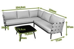 OUTFLEXX Ecklounge, Anthrazit Matt/hellgrau, Alu/Spuncrylic, 3-tlg., Tisch 76x76cm 4-5 Pers -Gartenmöbel Geschäft 21793 5.jpg