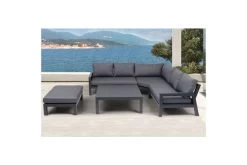 OUTFLEXX Ecklounge, Anthrazit Matt/dunkelgrau, Alu/Spuncrylic, 5-tlg., Tisch 115x115cm, 4-6 Pers