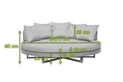 OUTFLEXX Willis Loungebett, Hellgrau, Alu/Polyester, Ø175 X 60cm, Runde Sonneninsel, Inkl. Kissen -Gartenmöbel Geschäft 21822 mass.jpg