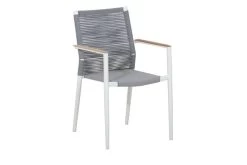 OUTFLEXX Theo Dining Sessel, Weiß/grau, Alu/FSC®-Teakholz/Rope, 54 X 60 X 88 Cm