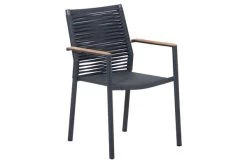 OUTFLEXX Theo Dining Sessel, Dunkelgrau, Alu/FSC®-Teakholz/Rope, 54 X 60 X 88 Cm