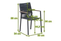 OUTFLEXX Theo Dining Sessel, Dunkelgrau, Alu/FSC®-Teakholz/Rope, 54 X 60 X 88 Cm -Gartenmöbel Geschäft 21825 mass.jpg