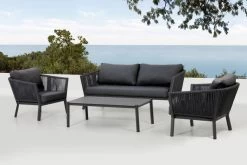 OUTFLEXX Meria Loungemöbel, Dunkelgrau, Alu/Rope/Polyester, Für 4 Personen, Inkl. Loungetisch Und Polster