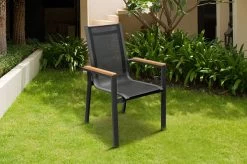 OUTFLEXX Esstischgarnitur, OUTFLEXX® Anthrazit Matt, Alu / Spraystone / Teak, Tisch 180/280x100cm, 6 Stapelsessel, 2 Multipo -Gartenmöbel Geschäft 22131 4.jpg