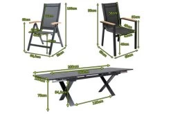 OUTFLEXX Esstischgarnitur, OUTFLEXX® Anthrazit Matt, Alu / Spraystone / Teak, Tisch 180/280x100cm, 6 Stapelsessel, 2 Multipo -Gartenmöbel Geschäft 22131 5.jpg