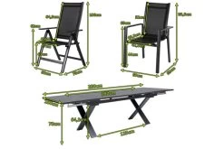 OUTFLEXX Esstischgarnitur, OUTFLEXX® Anthrazit Matt, Alu / Spraystone / Textil, Tisch 180/280x100cm, 8 Stapelsessel, 2 Multipo -Gartenmöbel Geschäft 22142 5.jpg