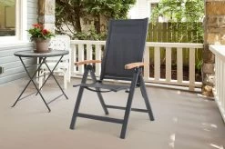 OUTFLEXX Esstischgarnitur, OUTFLEXX® Anthrazit Matt, Alu / Teak / Textil, Tisch 150/210x90cm, 6 Stapelsessel, 2 Multipo -Gartenmöbel Geschäft 22172 3.jpg