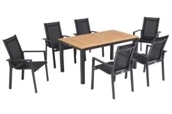 OUTFLEXX Esstischgarnitur, OUTFLEXX® Anthrazit Matt, Alu / Teak / Textil, Ausziehtisch 150/210x90cm, 6 Stapelsessel -Gartenmöbel Geschäft 22178 18.jpg