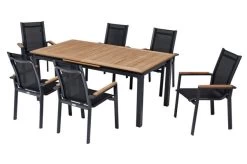 OUTFLEXX Esstischgarnitur, OUTFLEXX® Anthrazit Matt, Alu / Teak / Textil, Tisch 180/240x100cm, 6 Stapelsessel -Gartenmöbel Geschäft 22187 15.jpg