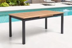 OUTFLEXX Esstischgarnitur, OUTFLEXX® Anthrazit Matt, Alu / Teak / Textil, Tisch 180/240x100cm, 6 Stapelsessel -Gartenmöbel Geschäft 22187 4.jpg