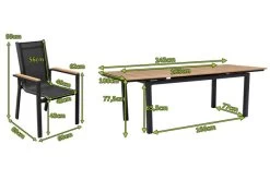 OUTFLEXX Esstischgarnitur, OUTFLEXX® Anthrazit Matt, Alu / Teak / Textil, Tisch 180/240x100cm, 6 Stapelsessel -Gartenmöbel Geschäft 22187 5.jpg