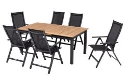 OUTFLEXX Esstischgarnitur, OUTFLEXX® Anthrazit Matt, Alu / Teak / Textil, Ausziehtisch 180/240x100cm, 6 Multipo -Gartenmöbel Geschäft 22191 17.jpg