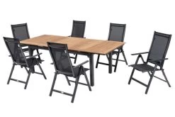 OUTFLEXX Esstischgarnitur, OUTFLEXX® Anthrazit Matt, Alu / Teak / Textil, Ausziehtisch 180/240x100cm, 6 Multipo -Gartenmöbel Geschäft 22191 2.jpg