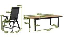 OUTFLEXX Esstischgarnitur, OUTFLEXX® Anthrazit Matt, Alu / Teak / Textil, Ausziehtisch 180/240x100cm, 6 Multipo -Gartenmöbel Geschäft 22191 5.jpg
