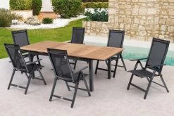 OUTFLEXX Esstischgarnitur, OUTFLEXX® Anthrazit Matt, Alu / Teak / Textil, Ausziehtisch 180/240x100cm, 6 Multipo -Gartenmöbel Geschäft 22191 6.jpg
