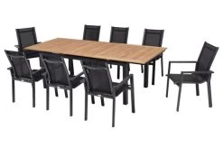 OUTFLEXX Esstischgarnitur, OUTFLEXX® Anthrazit Matt, Alu / Teak / Textil, Ausziehtisch 180/240x100cm, 8 Stapelsessel -Gartenmöbel Geschäft 22194 16.jpg