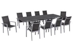 OUTFLEXX Esstischgarnitur, Silber, Alu / Keramik / Textil, Tisch 180/280x100cm, 10 Stapelsessel -Gartenmöbel Geschäft 22216 2.jpg