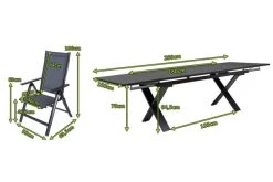 OUTFLEXX Esstischgarnitur, Anthrazit, Alu / Keramik / Textil, 180/280x100cm, 8 Multipositionssessel -Gartenmöbel Geschäft 22230 5.jpg