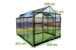 OUTFLEXX Gewächshaus, Schwarz, Alu/Polycarbonat, 311x250x228cm, Pulverbeschichtet -Gartenmöbel Geschäft 22278 mass.jpg
