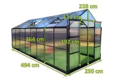 OUTFLEXX Gewächshaus, Schwarz, Alu/Polycarbonat, 494x250x228cm, Pulverbeschichtet -Gartenmöbel Geschäft 22281 mass.jpg