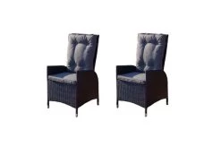 OUTFLEXX 2er Set Dining Sessel, Schwarz, Polyrattan, Je 55 X 65 X 112 Cm, Rücken Stufenlos Verstellbar