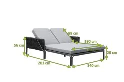 OUTFLEXX Mermaid Doppelliege, Anthrazit, Aluminium/XL Rope, 140x56x132 Cm, Inkl. Polster -Gartenmöbel Geschäft 22310 4.jpg