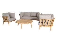OUTFLEXX Loungeset, Hellgrau, Akazie, Teak-Look, Inkl. Polster, 4 Personen -Gartenmöbel Geschäft 22379 6.jpg