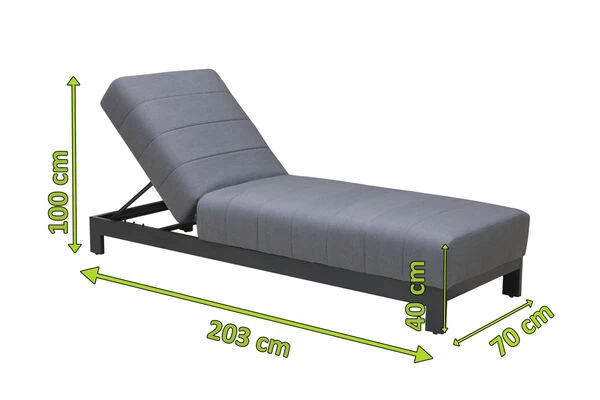 OUTFLEXX Liege, Anthrazit/flanelle, Alu/Sunbrella, 203x70x40/100, Höhenverstellbare Rückenlehne 7 OUTFLEXX Liege, Anthrazit/flanelle, Alu/Sunbrella, 203x70x40/100, Höhenverstellbare Rückenlehne – Bild 5