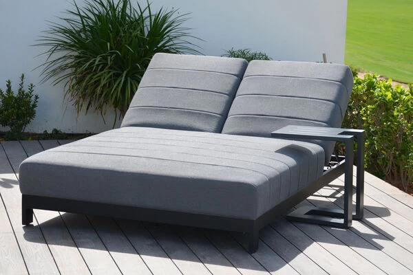 OUTFLEXX Doppelliegen, Anthrazit/flanelle, Alu/Sunbrella, 203x143x40/100, Höhenverstellbare Rückenlehne 3 OUTFLEXX Doppelliegen, Anthrazit/flanelle, Alu/Sunbrella, 203x143x40/100, Höhenverstellbare Rückenlehne