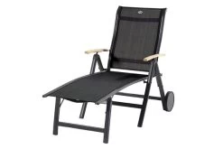 HARTMAN Alice Sonnenliege, Xerix/schwarz, Alu/Teak, 190x109x72cm, FSC-Teak Armlehnen
