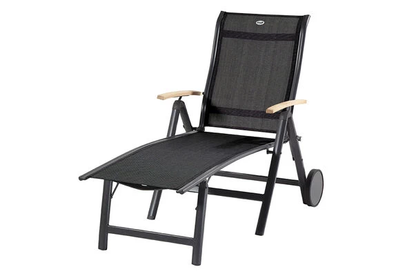 HARTMAN Alice Sonnenliege, Xerix/schwarz, Alu/Teak, 190x109x72cm, FSC-Teak Armlehnen 3 HARTMAN Alice Sonnenliege, Xerix/schwarz, Alu/Teak, 190x109x72cm, FSC-Teak Armlehnen