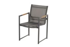 HARTMAN Fontaine Diningsessel, Anthrazit/schwarz, Alu/Teak, 63x59x86cm, FSC-Teak Armlehnen