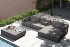 OUTFLEXX Flow Loungemöbel, Anthrazit/senda Grafito 1029, Alu/Agora, Für Bis Zu 5 Personen, Inkl. Rücken- Und Dekokissen