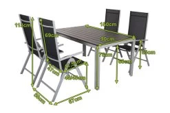 VILLANA Esstischgarnitur, Silber/schwarz, Alu/Holzimitat/Textil, Tisch 150x90cm, 4 Multipositionssessel -Gartenmöbel Geschäft 22559 05.jpg